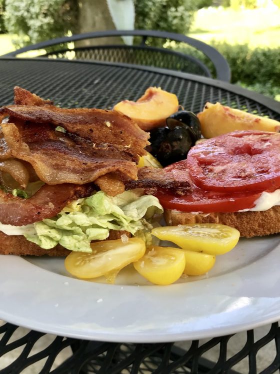 Lunch bacon lettuce and tomato on homemade bread